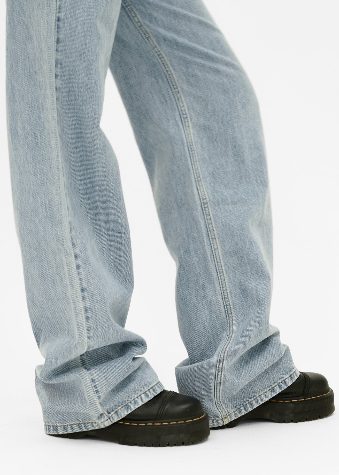 Jeans med hög midja och extra vida ben, klassiskt blå (lång)