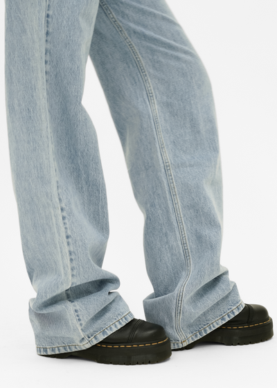 Jeans med hög midja och extra vida ben, klassiskt blå (lång)