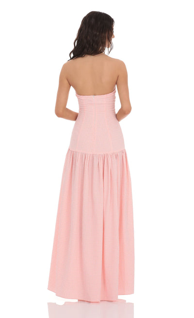 Gingham Strapless Waist Maxi Dress